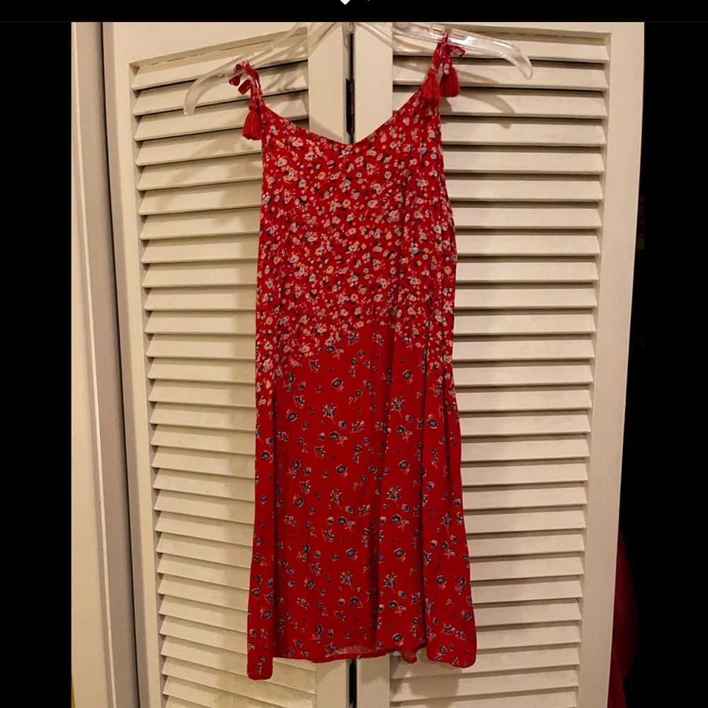 Red floral dress